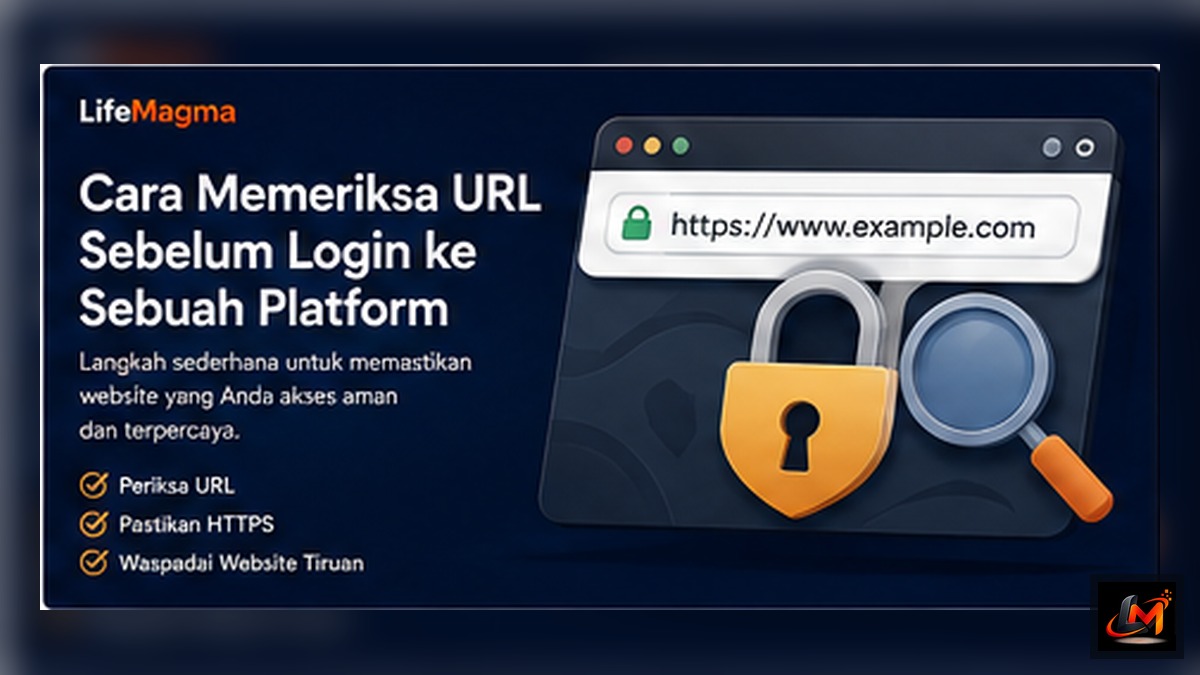 Poster LifeMagma: Cara Memeriksa URL Sebelum Login ke Sebuah Platform